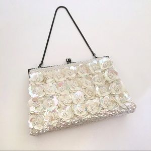 Vintage Beaded Sequin Floral Clutch Pocketbook